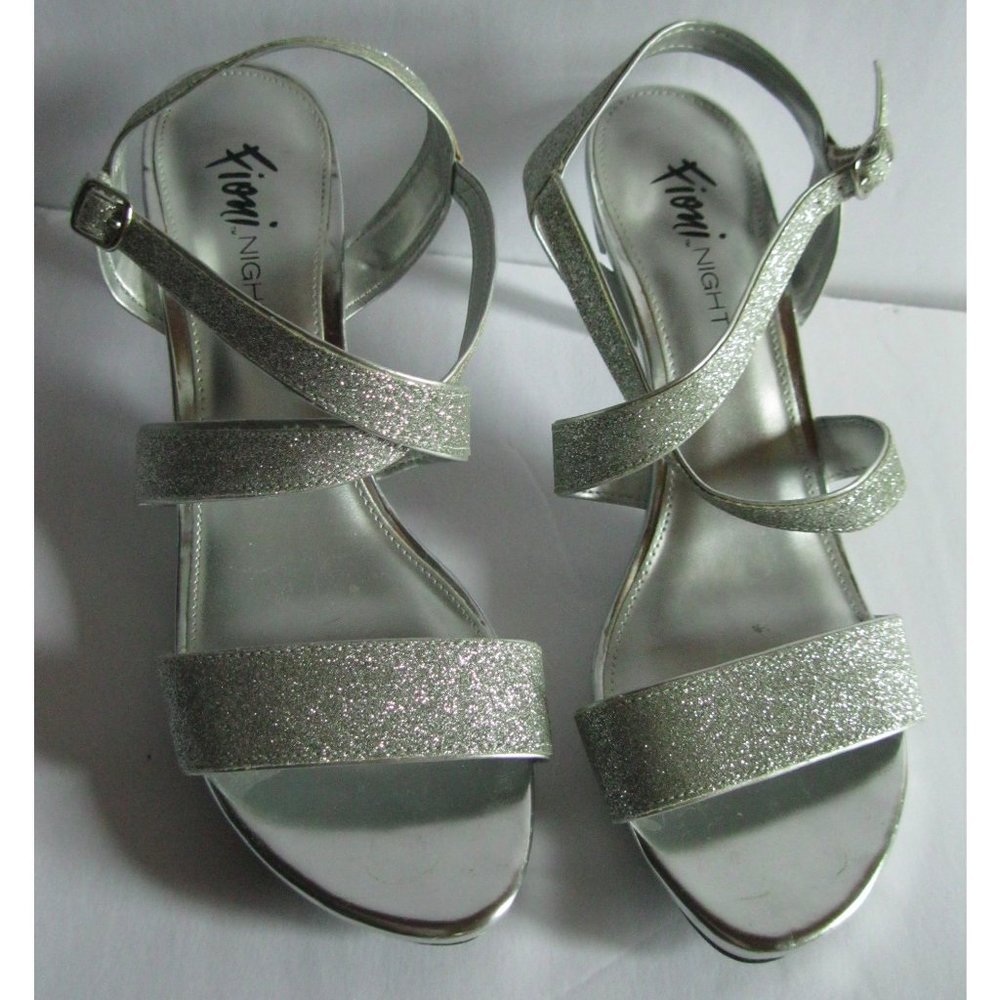FIONI Night Silver Strappy Glitter Sandal Heels